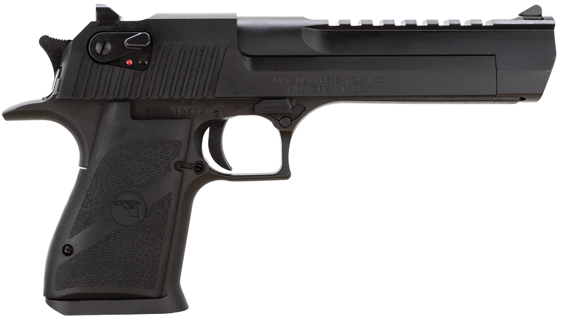 Magnum Research DE357 Desert Eagle Mark XIX 357 Mag Caliber with 6" Picatinny Rail Barrel, 9+1 Capacity, Overall Black Finish Carbon Steel, Beavertail Frame, Serrated Slide & Rubber Grip