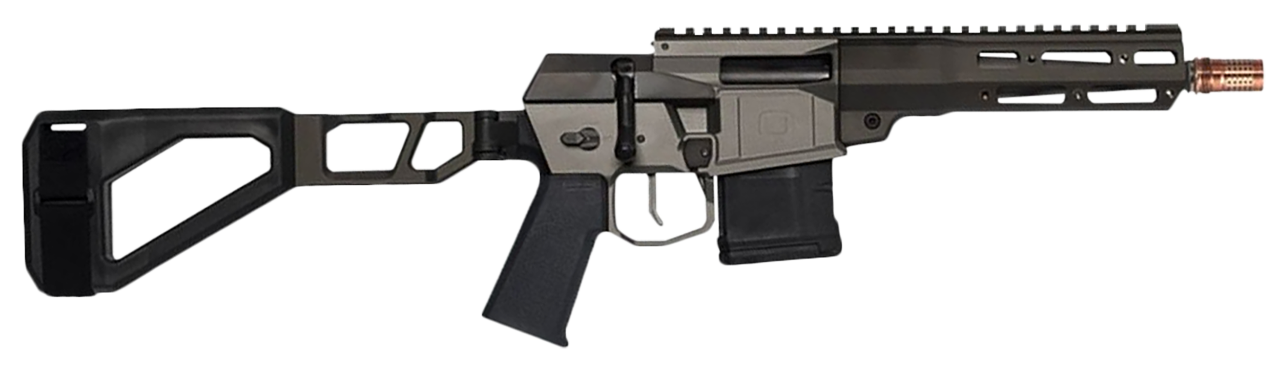 Q LLC MINIFIX300BLK8PST Mini Fix 300 Blackout 30+1 8" Black Anodized Tapered Threaded Barrel, Q-Sert Free-Float Handguards, Picatinny Rail Receiver, Black SBA3 Brace, Black Polymer Grips