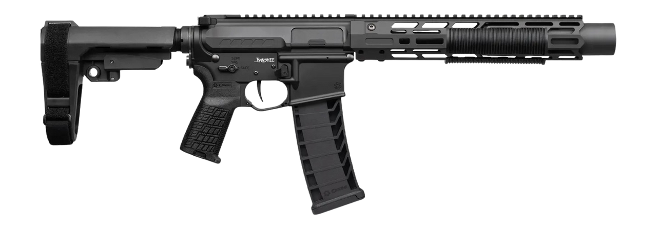 CMMG 94A68CD-AB Zeroed Banshee Mk4 9mm Luger 33+1 6.50" Black Nitride Threaded Barrel, Black Armor Cerakote Aluminum Receiver w/Picatinny Rail, M-LOK Handguard, Black Polymer CMMG RipBrace, CMMG Zeroe