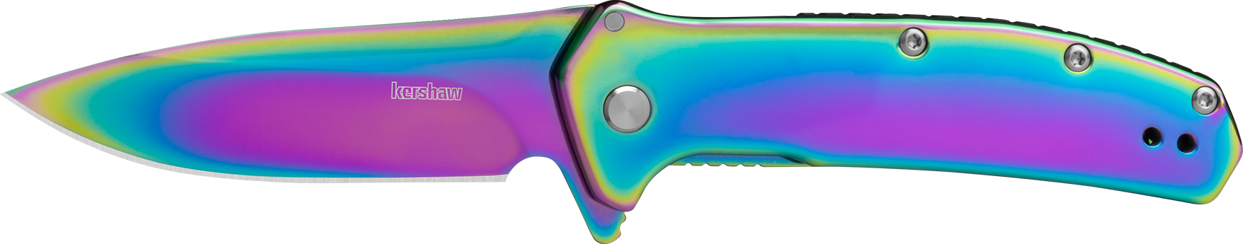 Kershaw 2044RBW Outcome  2.80" Folding Drop Point Plain Polished Rainbow PVD 8Cr13MoV SS Blade, Polished Rainbow PVD Stainless Steel Handle