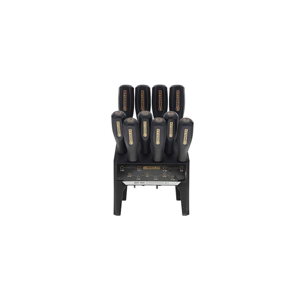 Wheeler 10 Piece SAE Hex Benchtop Screwdriver Set Black