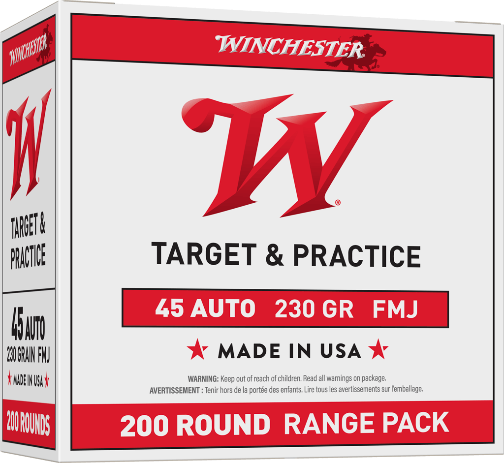 Winchester Ammo USA45W USA Range Pack 45ACP 230gr Full Metal Jacket 200 Per Box/3 Case