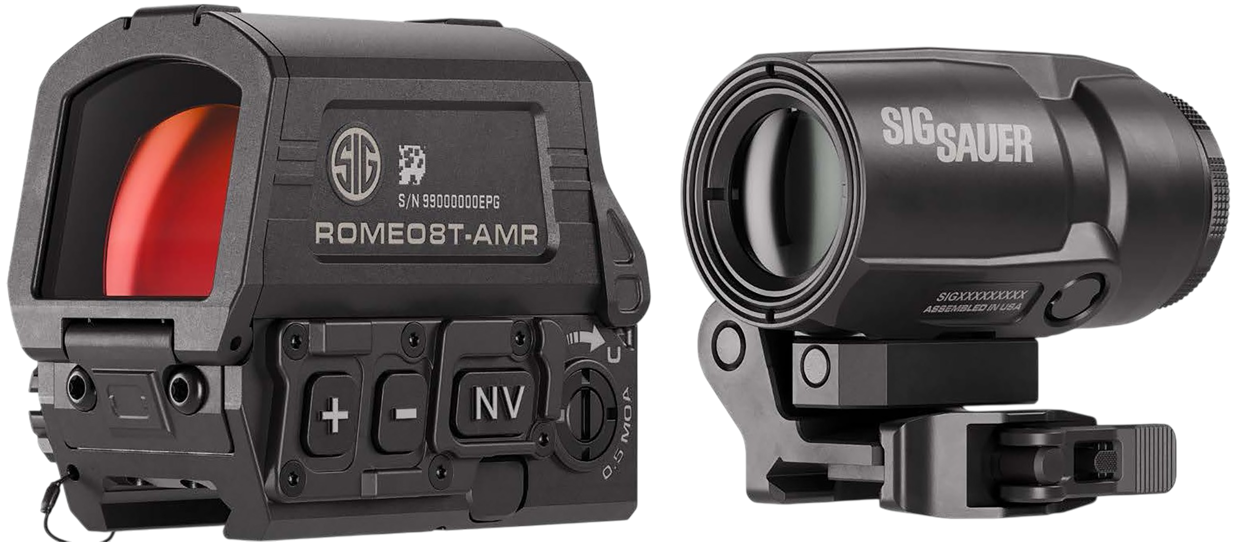 Sig Sauer Electro-Optics SORJ8T101 Romeo8T- AMR W/Juliet3T Micro Magnifier Black 1x40mm/3x22mm Quad Ballistic Circle Dot 2.0 Reticle