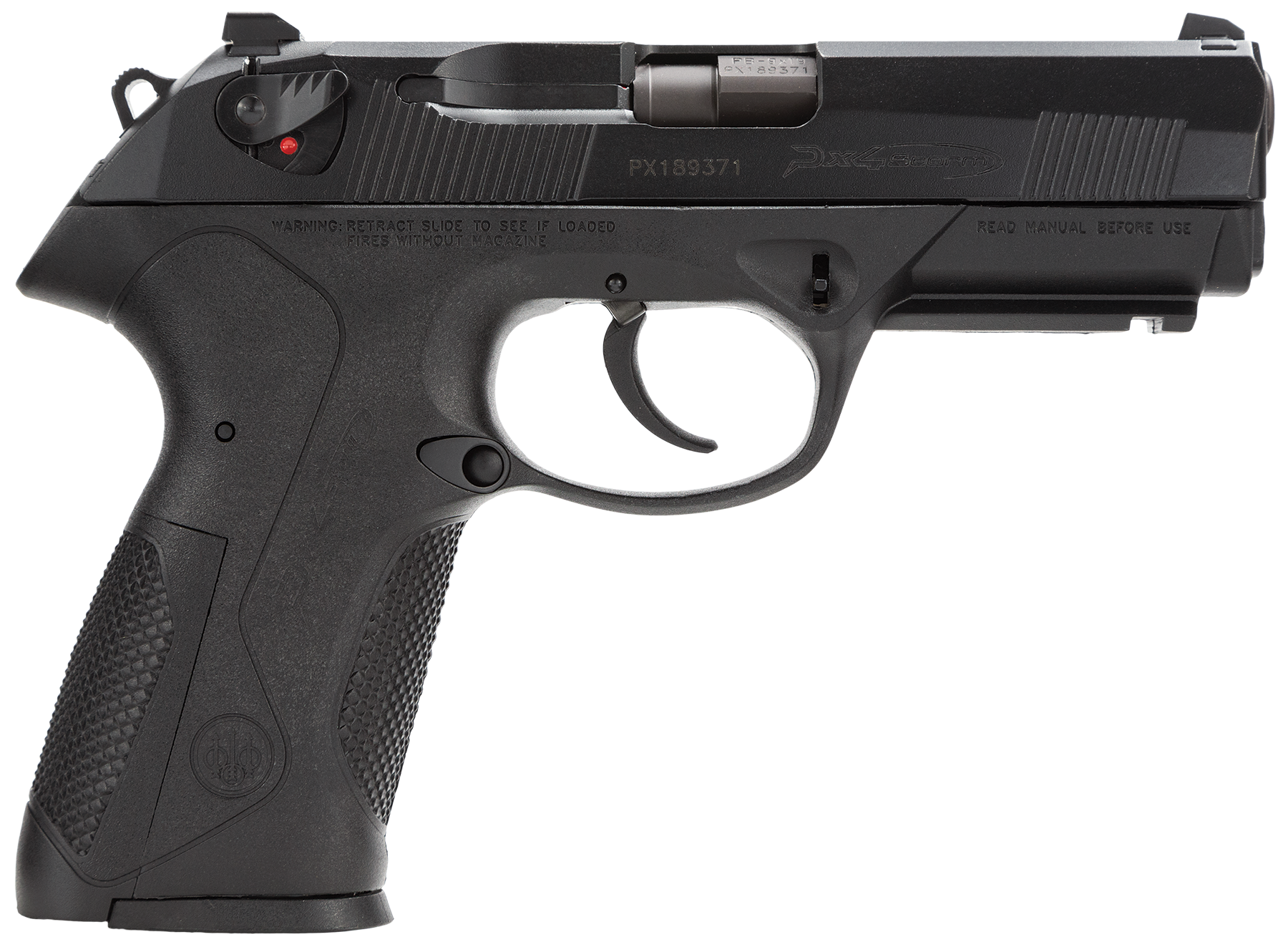 Beretta USA JXF9F21 Px4 Storm Full Size Frame 9mm Luger 17+1, 4.10" Black Steel Barrel, Black Bruniton Serrated Steel Slide, Black Polymer Frame w/Picatinny Rail, Ambidextrous