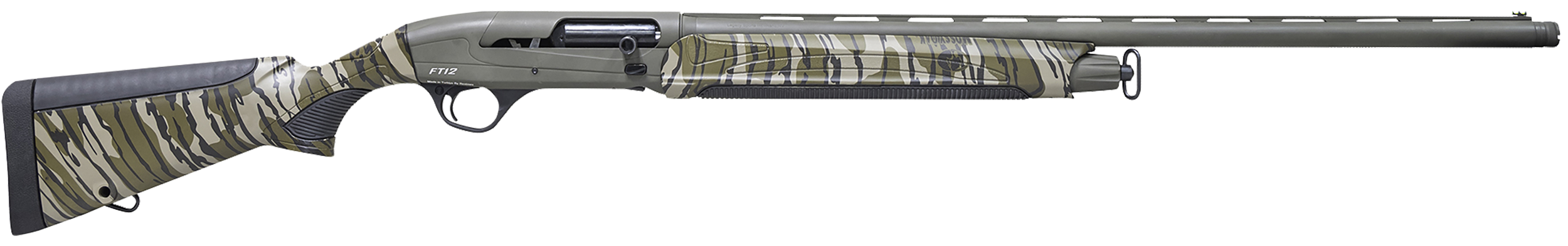 Pointer REXPFT12CAMO Field Tek FT12 Full Size 12 Gauge Semi-Auto 3" 5+1 28" OD Green Cerakote Vent Rib Barrel, OD Green Cerakote Aluminum Receiver, Fixed Mossy Oak Bottomland Synthetic Stock