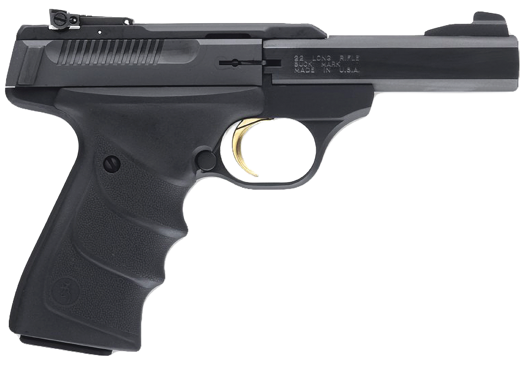 Browning 051408490 Buck Mark Standard Micro *CA Compliant 22 LR 10+1 4" Slab Side Barrel, Matte Black Serrated Steel Slide & Aluminum Frame, Black Overmolded Grips