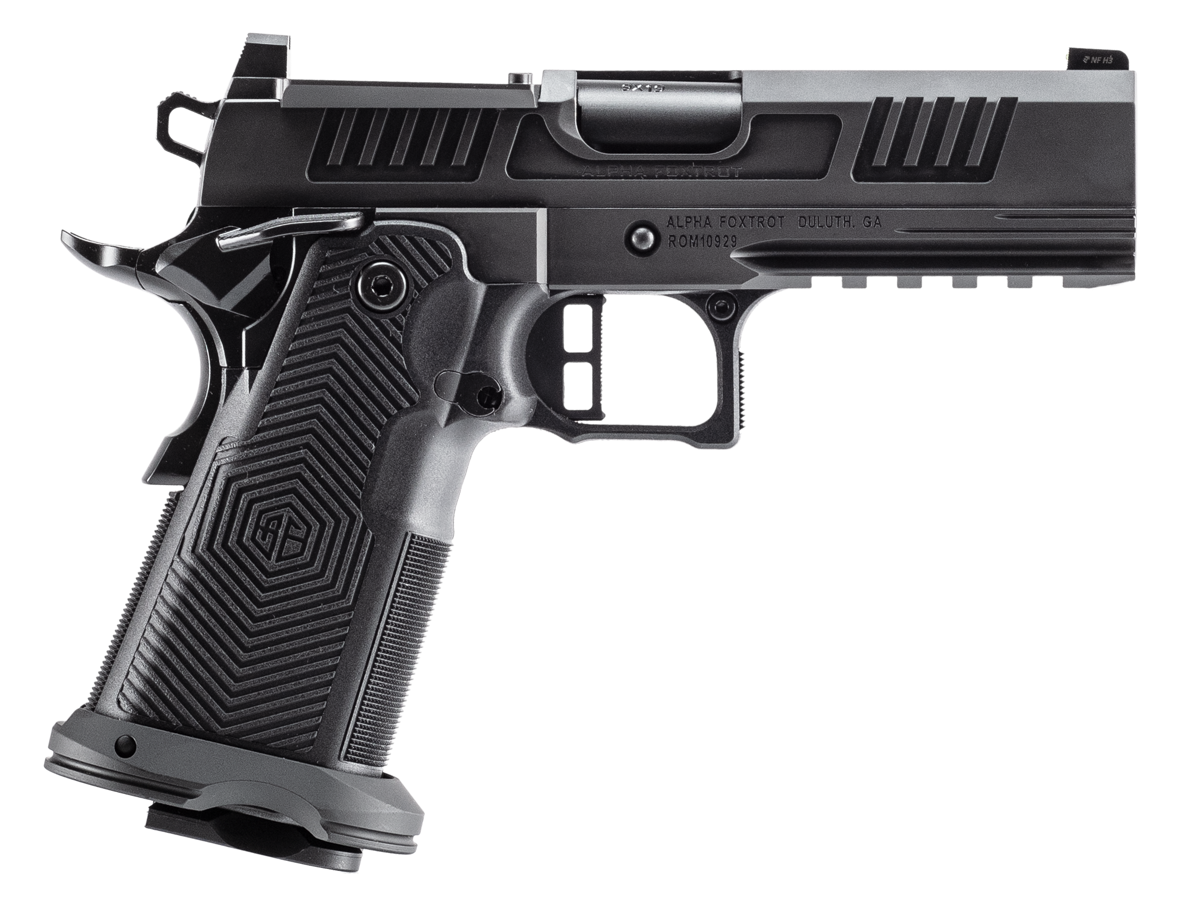 Alpha Foxtrot AA39X4CID-XDBK13 AF1911 Romulus 45 ACP 13+1 4.25" Black DLC Stainless Steel Bull Barrel, Optic Ready/Serrated Slide & Frame w/Beavertail & Picatinny Rail, RMR/RMSc Footprint