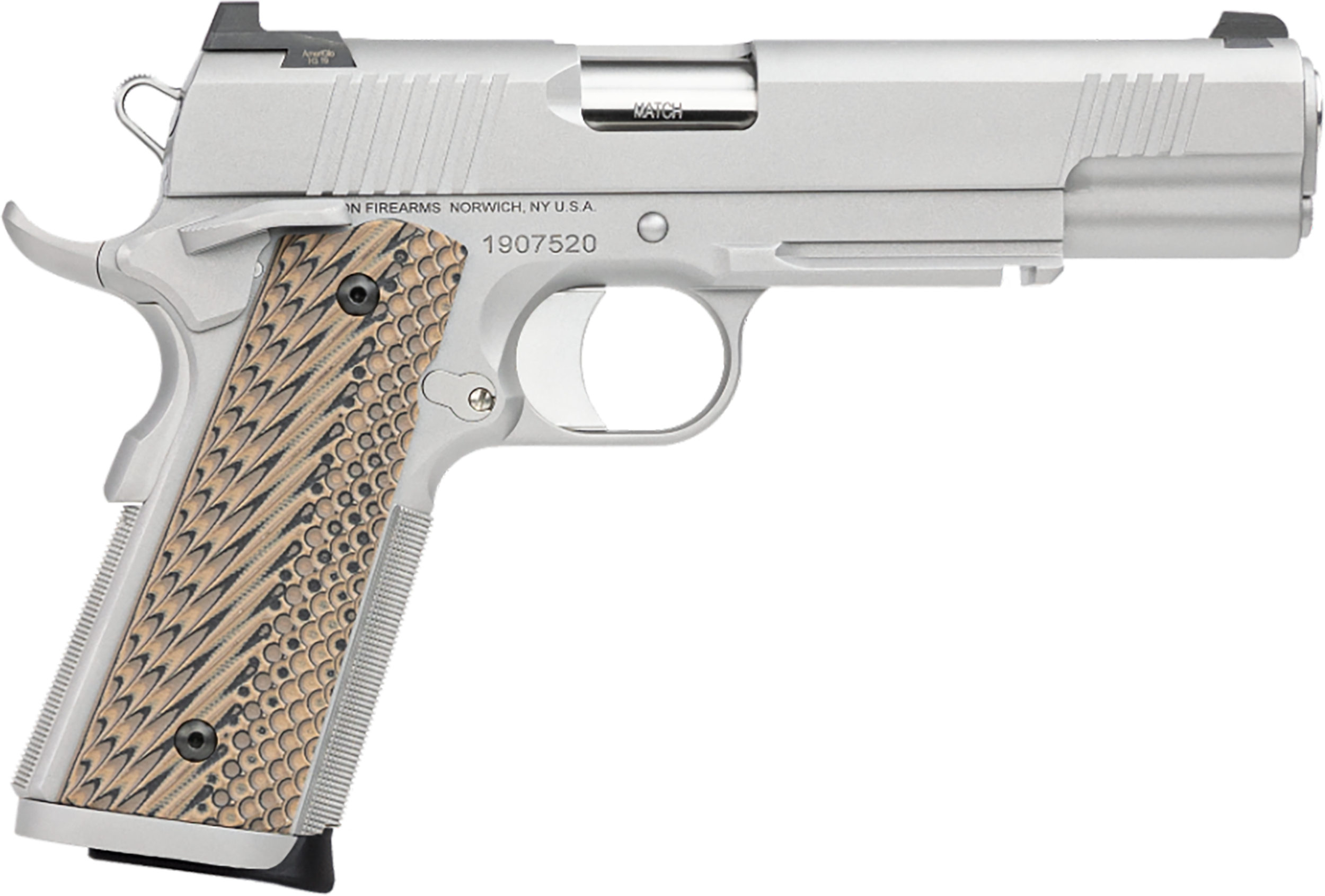 Dan Wesson 01802 Specialist  45 ACP 8+1 5" Stainless Steel Barrel, Bead Blasted Serrated Stainless Steel Slide, Frame w/Beavertail & Picatinny Rail, Black/Brown G10 Grip, Ambidextrous