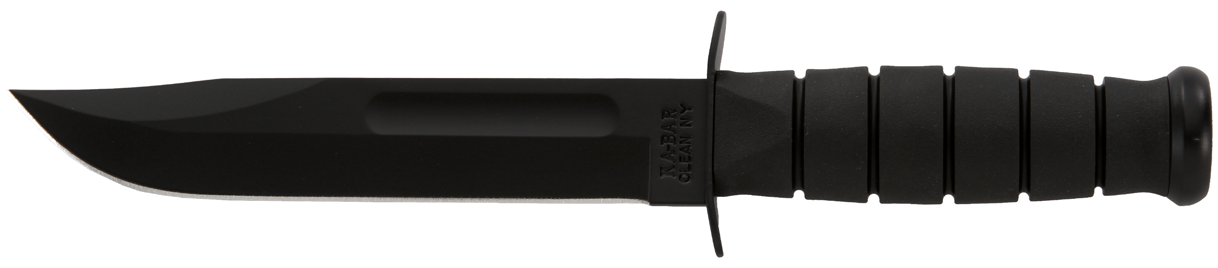 Ka-Bar 1211 Fighting/Utility 7" Fixed Clip Point Plain Black 1095 Cro-Van Blade, Black Kraton G Handle, Includes Sheath