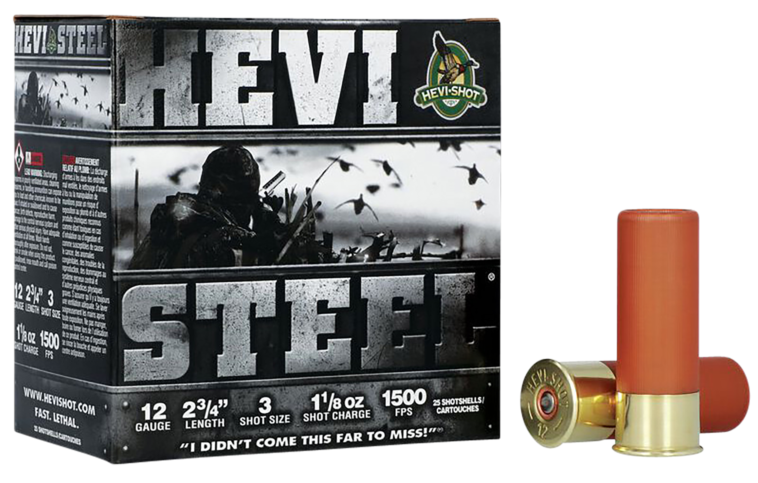 HEVI-Shot HS61223 HEVI-Steel  12Gauge 2.75" 1 1/8oz 3Shot 25 Per Box/10 Case