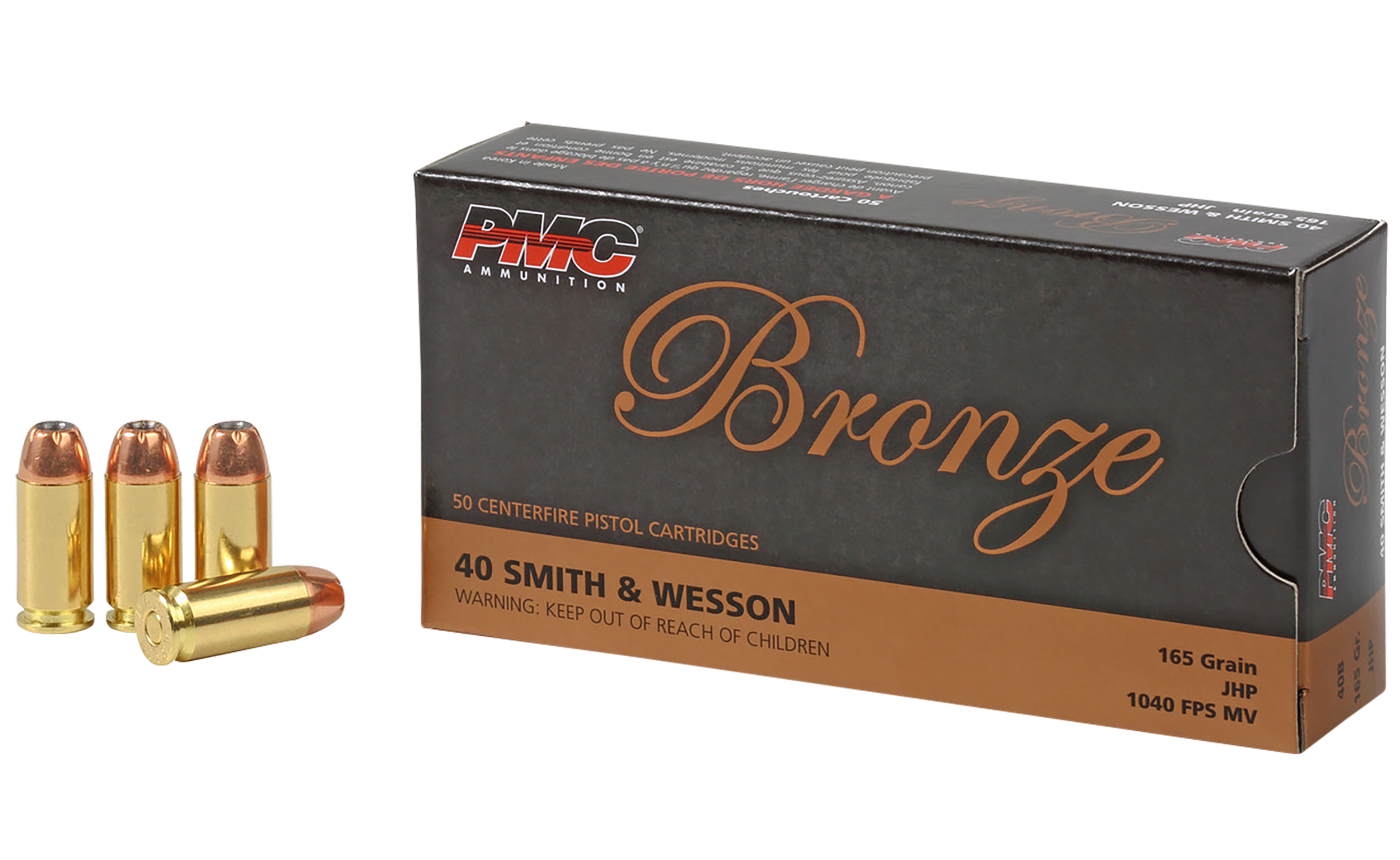 PMC 40B Bronze 40S&W 165gr Jacketed Hollow Point 50 Per Box/20 Case