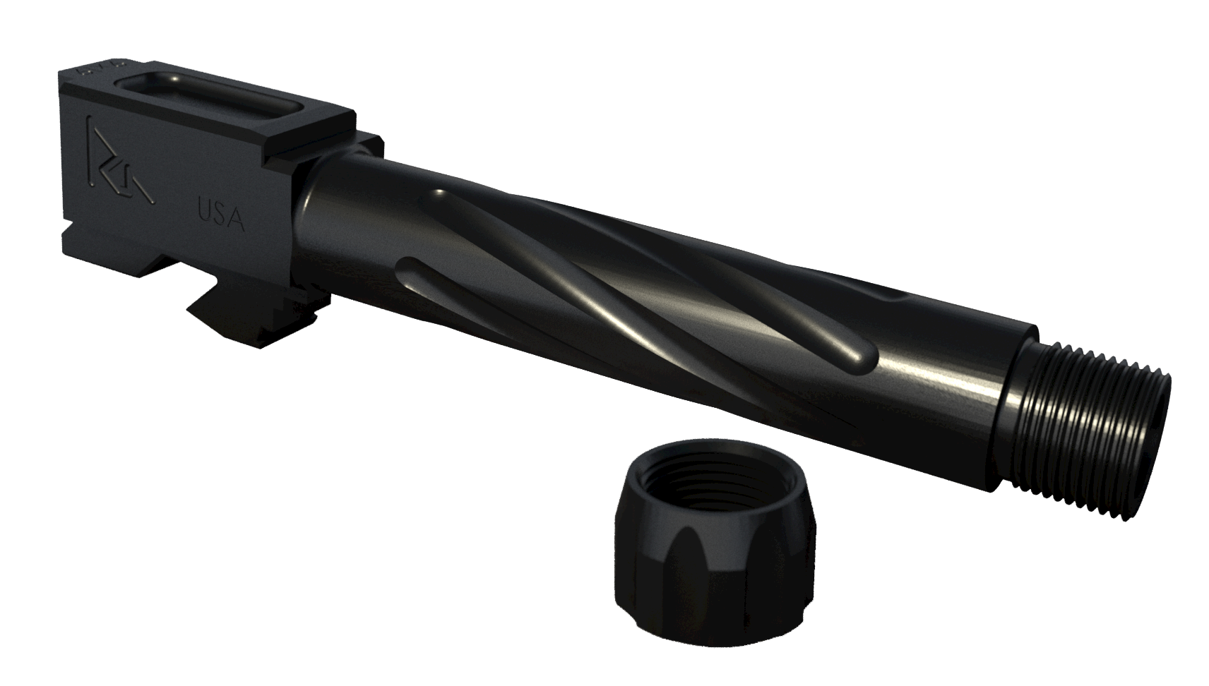 Rival Arms RA20G202A Precision 9mm Luger Compatible w/Glock 19 Gen3-4, 4.02" Fluted Threaded Black PVD Stainless Steel