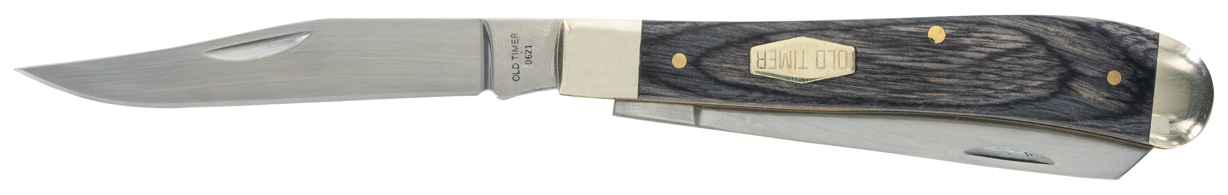 Old Timer 1135990 Heritage Series Trapper 940T 3" Folding Clip Point/Spey Plain D2 Steel Blade, 3.70" Gray Wood Laminate Handle