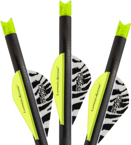 LUMENOK XBOW ARROW 20" CARBON GRN LIGHTED CRESCENT NOCK 3PK
