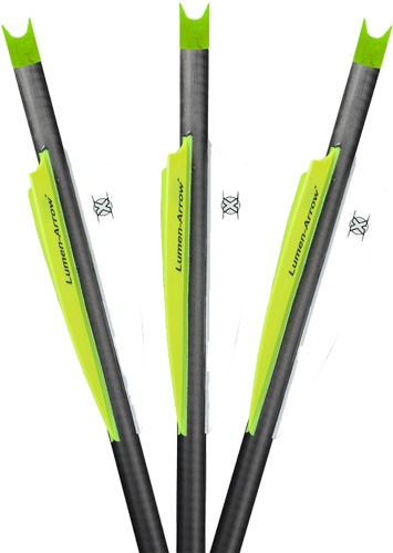 LUMENOK XBOW ARROW 20" CARBON 3.5" VANES GREEN CRESCENT 3PK