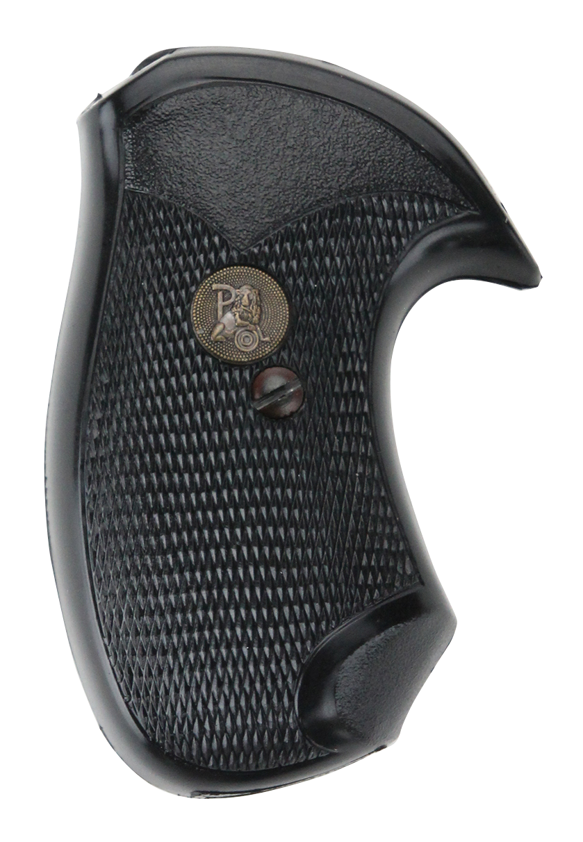 Pachmayr 03147 Compact Grip Checkered Black Rubber with Finger Grooves for Small Rossi Revolvers