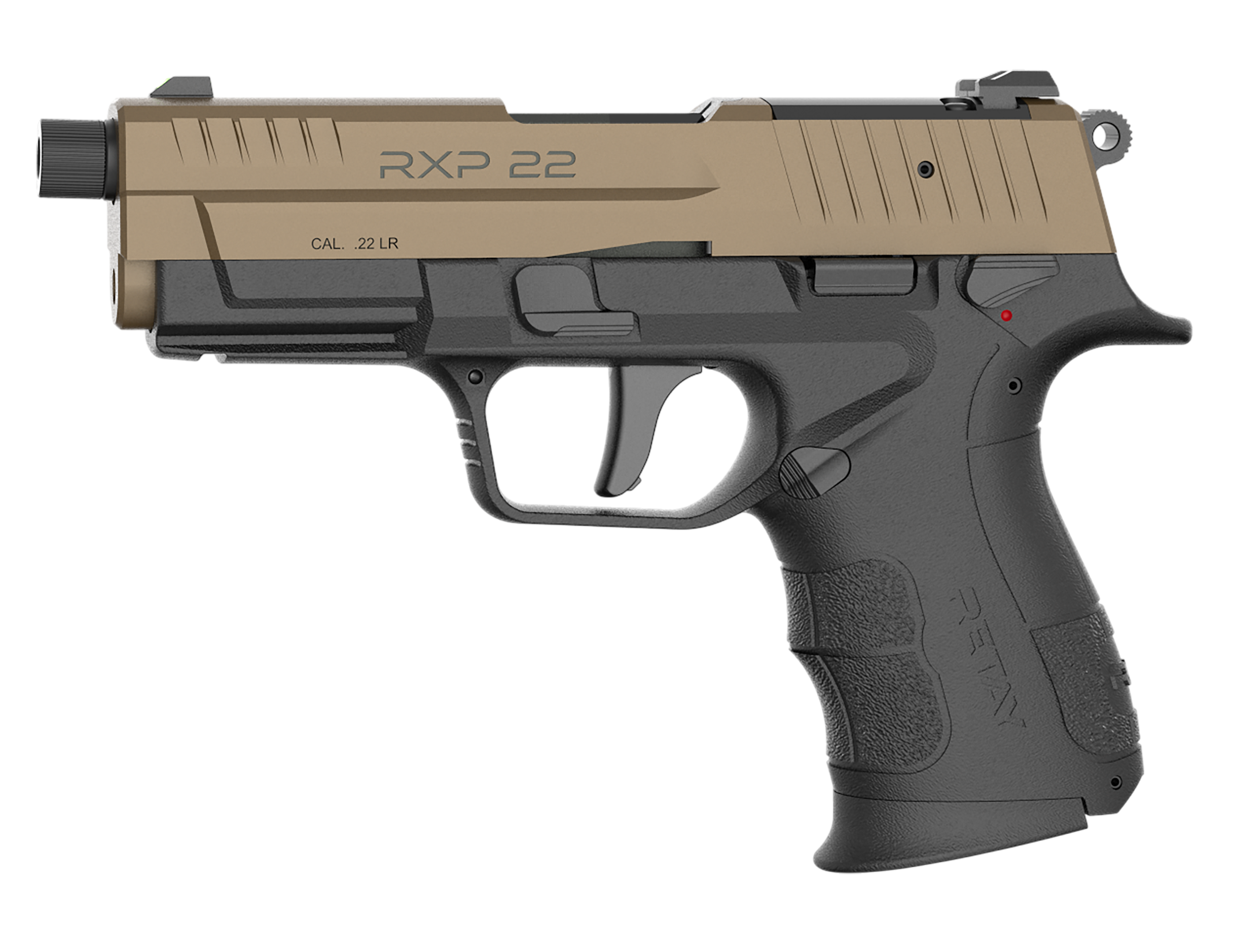 Retay USA RXP22BLKFDES13TH RXP 22 LR 13+1 4" Threaded Barrel, Flat Dark Earth Cerakote Optic Ready/Serrated Slide, Black Cerakote Polymer Frame w/Accessory Rail, RMR/RMSc Footprint