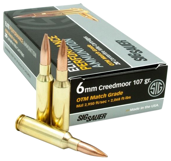 Sig Sauer E6MMCM220 Marksman Elite 6mm Creedmoor 107 gr Open Tip Match 20 Per Box/ 10 Case