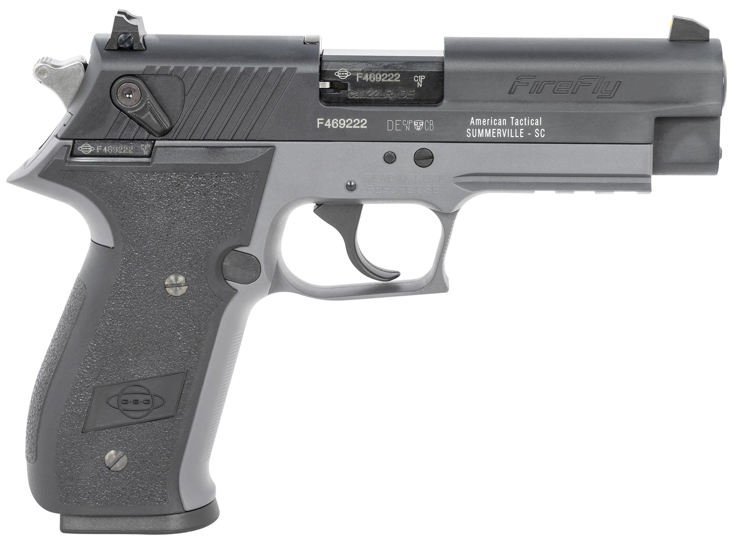 GSG GERG2210FFS FireFly  22 LR 10+1 4" Black Serrated Slide, Smoke Zinc Alloy w/Accessory Rail Frame, Black Polymer Grip