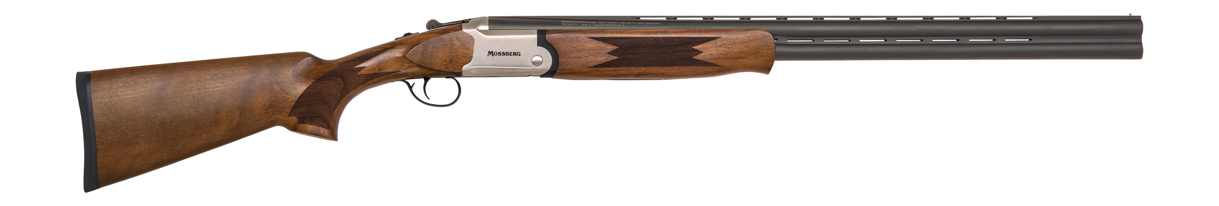 Mossberg 75490 Silver Reserve  16 Gauge Break Open 2.75" 2rd 28" Matte Blued Over/Under Vent Rib Barrel, Satin Silver w/Engraved Logo Receiver, Fixed Satin Black Walnut Stock