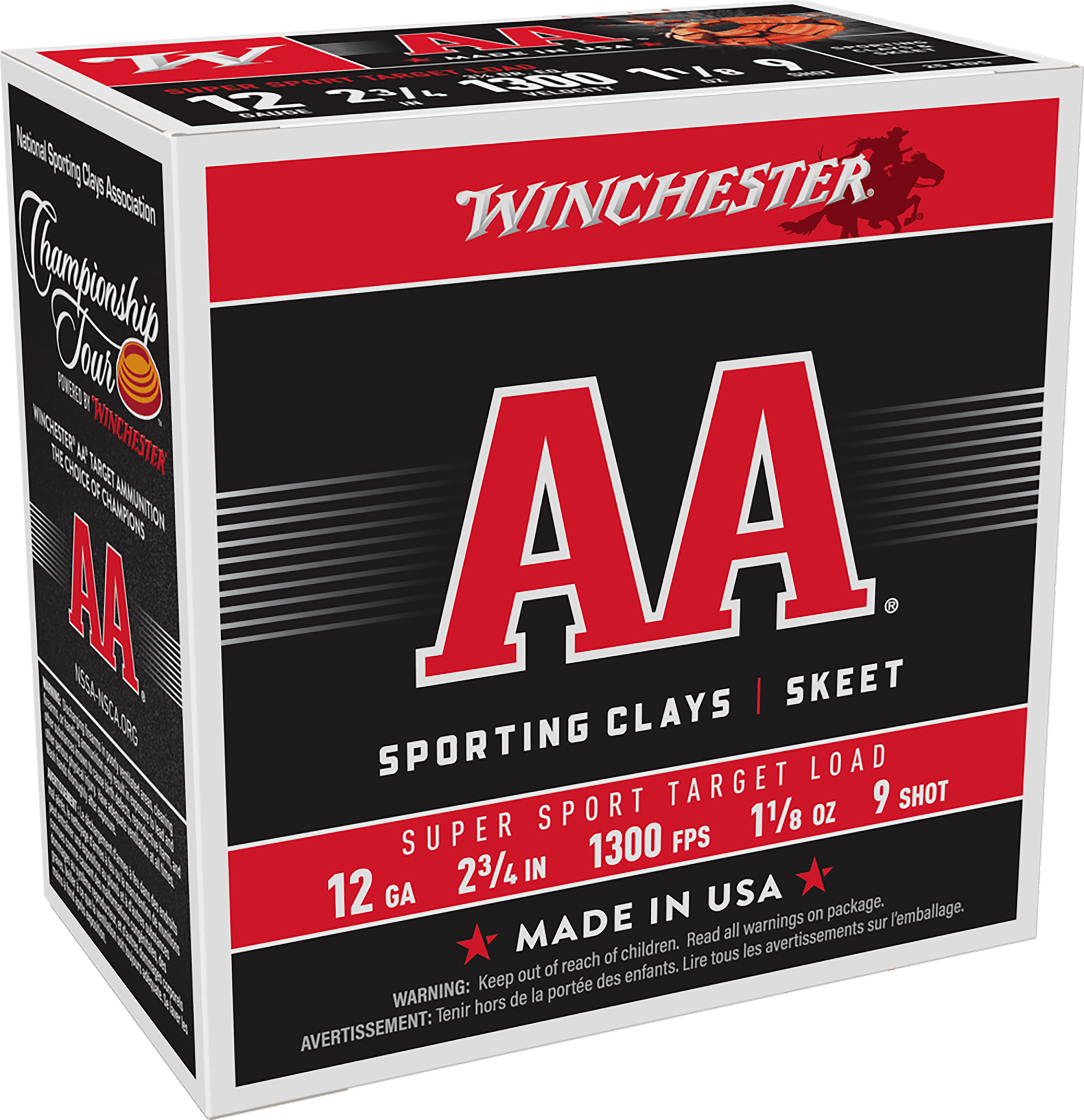 Winchester Ammo AASC129 AA Super Sport Sporting Clay 12Gauge 2.75" 1 1/8oz 9Shot 25 Per Box/10 Case