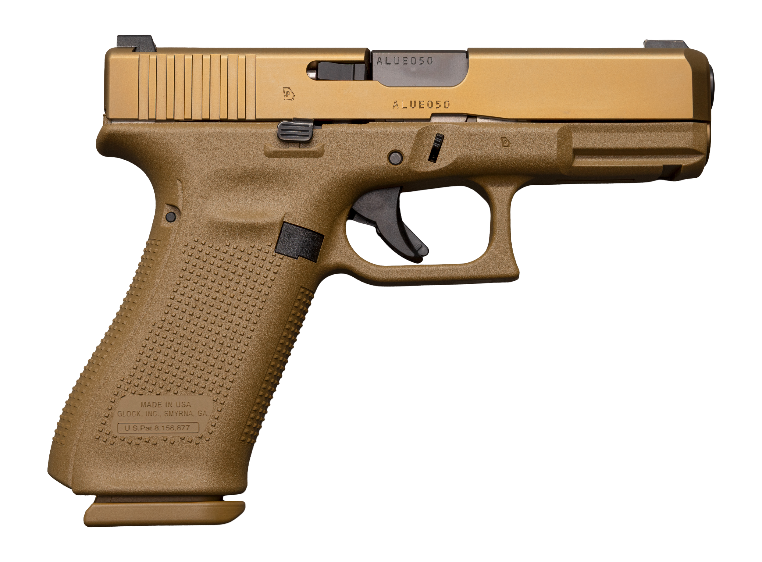 Glock PV1950703X G19X V Standard Frame 9mm Luger 17+1 4.02" Black GMB Barrel, Coyote nPVD Steel Serrated Slide & Polymer Frame, Textured Polymer Grip, Ambidextrous
