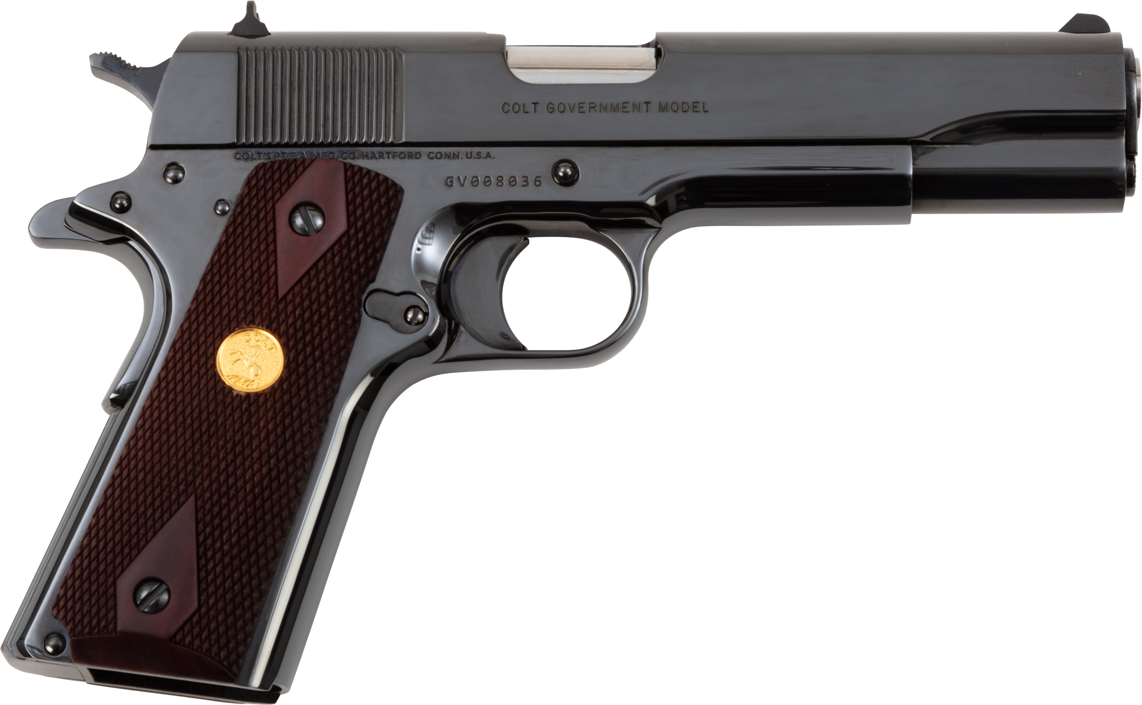 Colt Mfg O1911CRB 1911 Government 45 ACP 7+1 5" Stainless National Match Barrel, Polished Blued Serrated Steel Slide & Frame w/Beavertail, Wood Grip