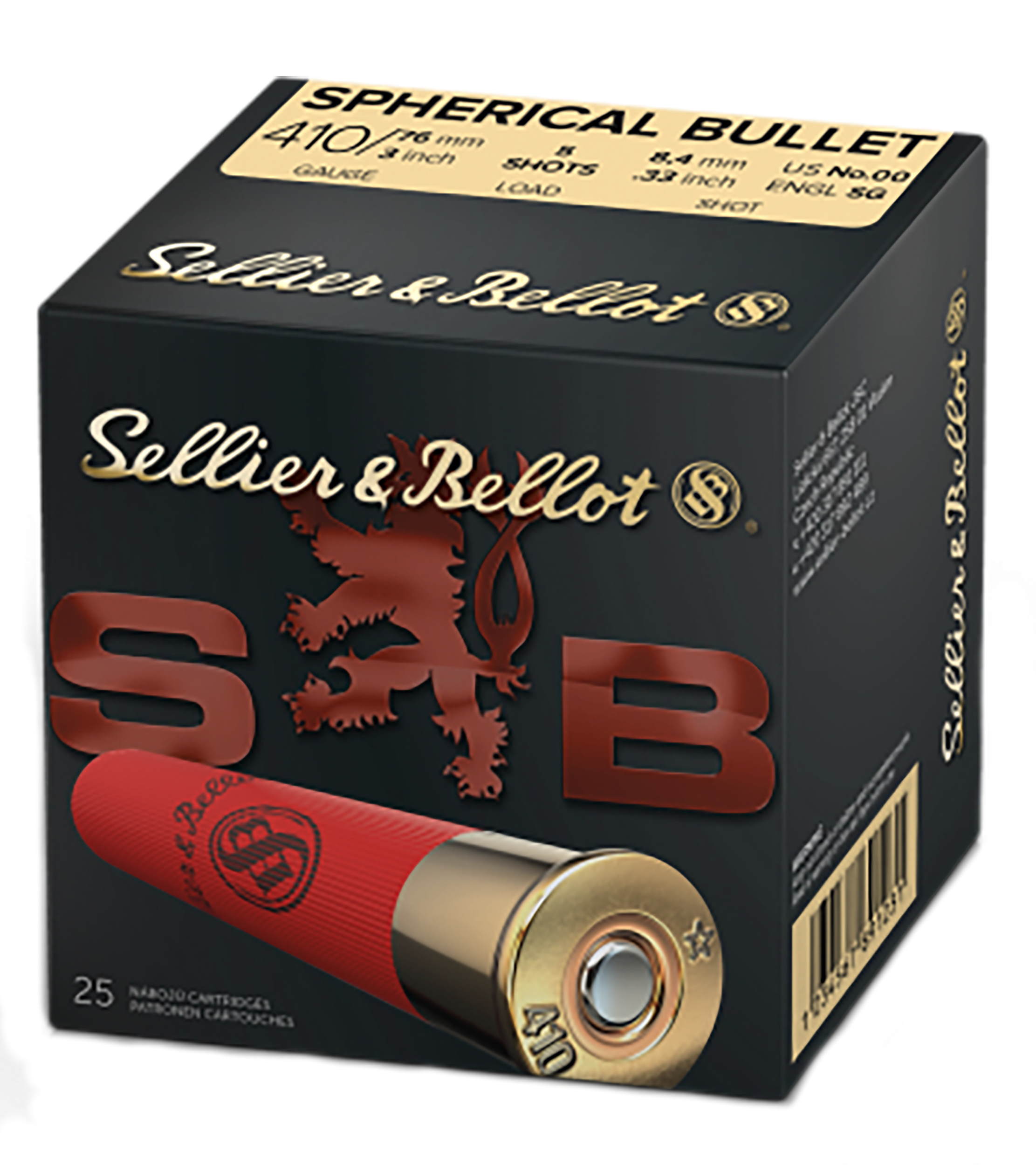 Sellier & Bellot SB410B Hunting 410Gauge 3" 5Pellets 5/8oz Spherical 00Buck Shot 25 Box/20 Case