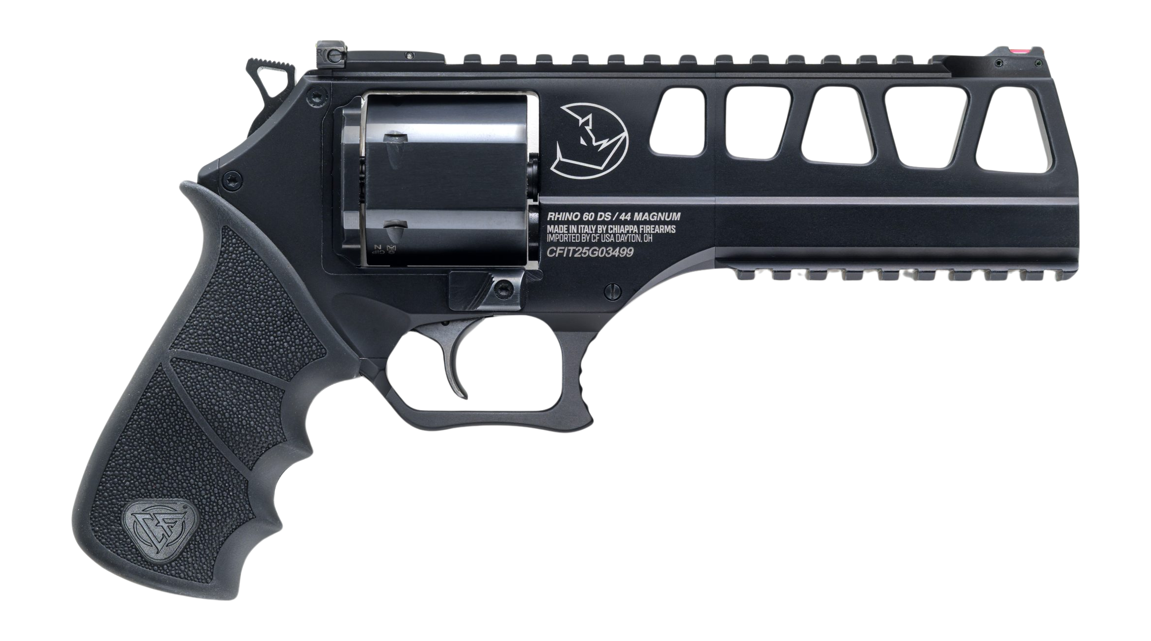 Chiappa Firearms CF340350 60SAR *CA Compliant L Frame 44 Mag 6 Shot 6" Black Steel Barrel & Cylinder, Black Alloy Frame, Hogue Rubber Grip