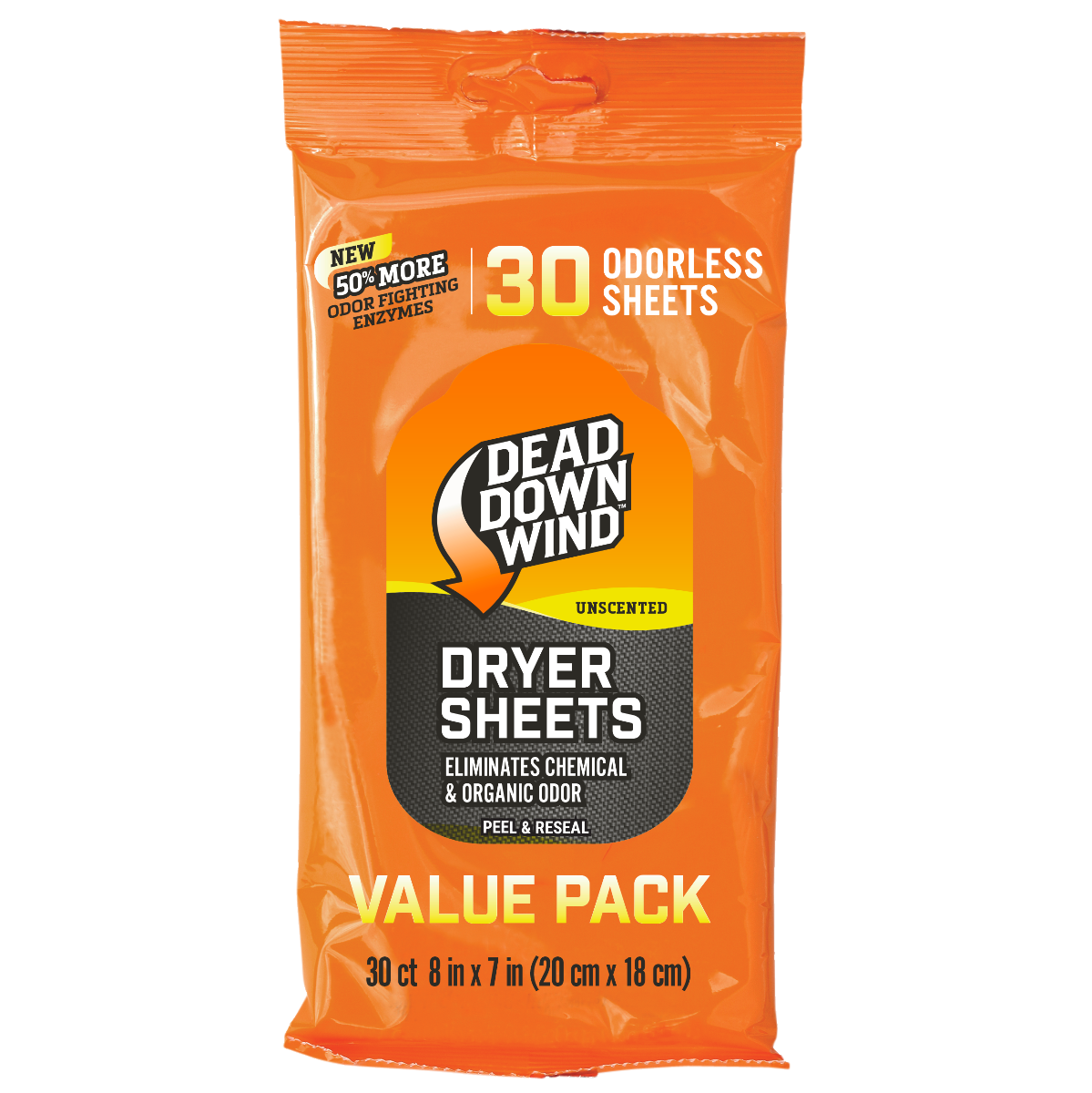 Dead Down Wind 113019 Dryer Sheets  Odor Eliminator Odorless Scent Dryer Sheet 30 Per Pkg