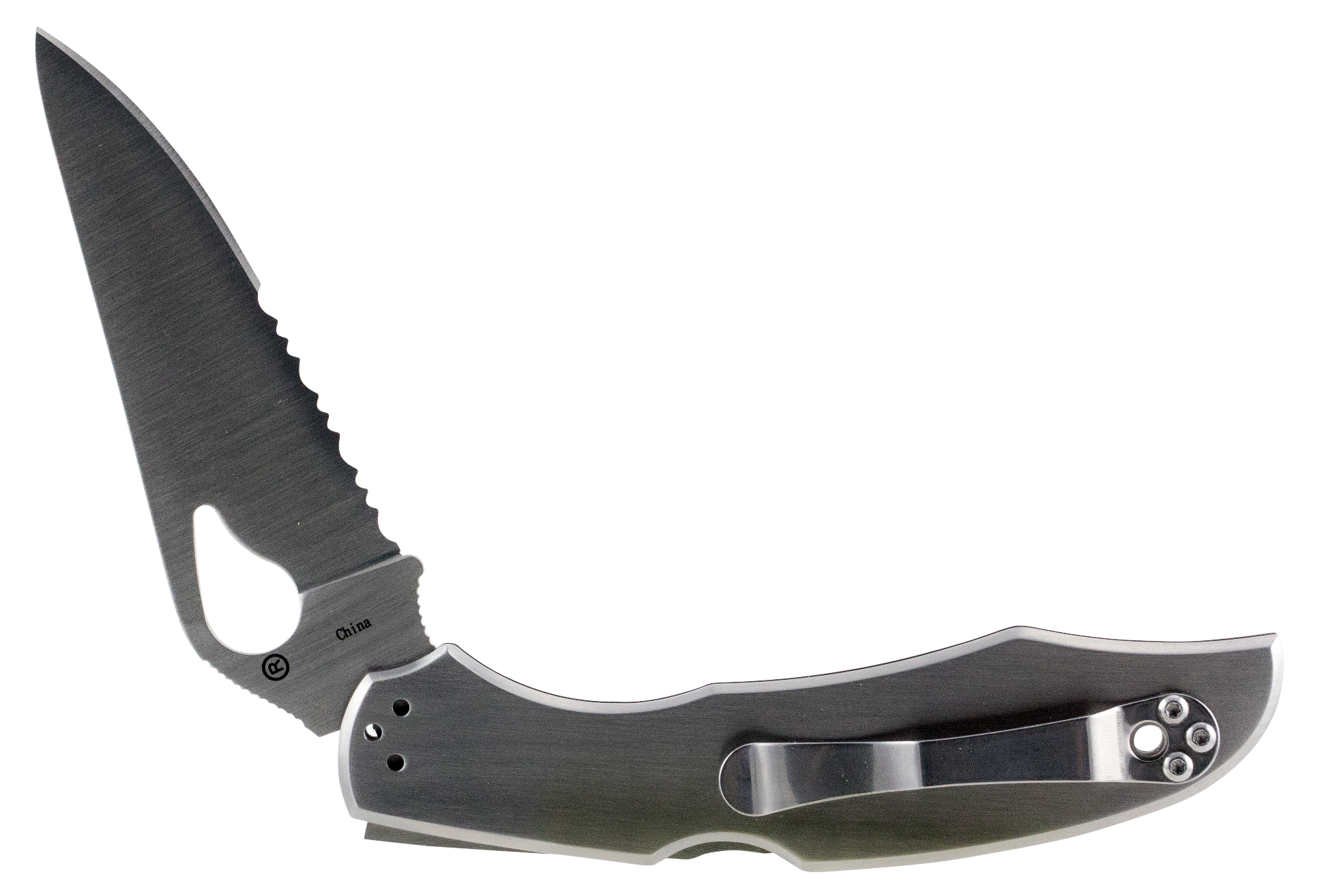 Spyderco BY03PS2 Byrd Cara Cara 2 3.75" Folding Drop Point, Part Serrated 8Cr13MoV SS Blade, Stainless Steel Handle, Includes Pocket Clip