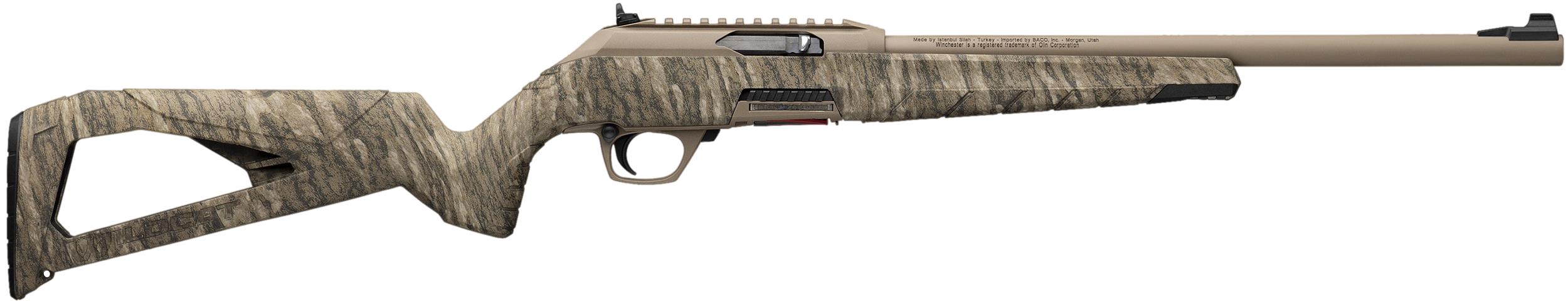Winchester Repeating Arms 521163102 Wildcat 22 LR 10+1 18" Flat Dark Earth Perma-Cote Button-Rifled Barrel, Flat Dark Earth Picatinny Rail Polymer Receiver, Picatinny Rail Forend, Mossy Oak Bottomlan