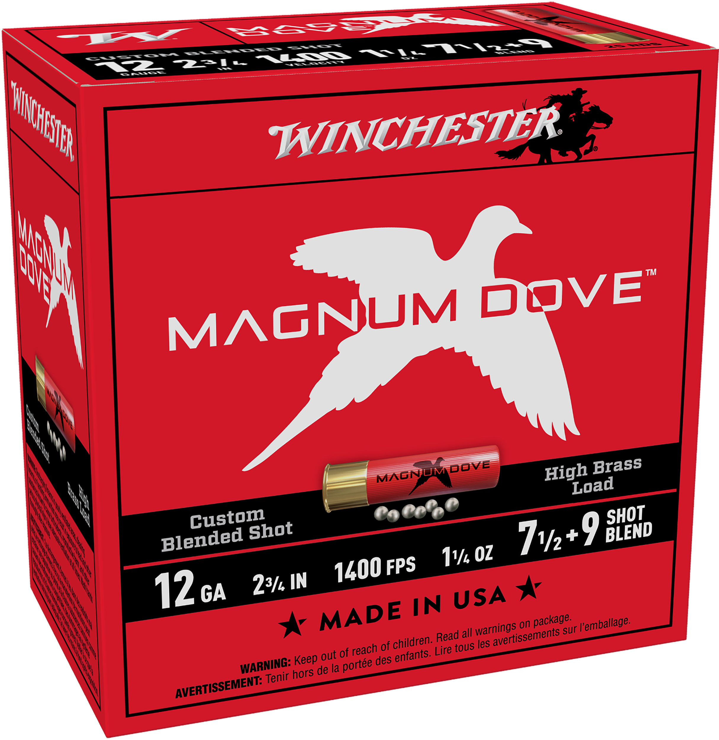 Winchester Ammo MD1279 Magnum Dove  12Gauge 2.75" 1 1/4oz 7.5/9Shot 25 Per Box/10 Case