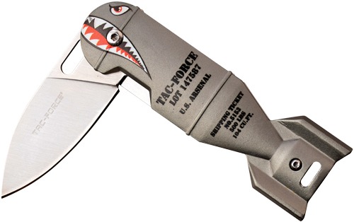 MC TAC-FORCE 2.25" DROP POINT FOLDER GREY SHARK BOMB/SS!