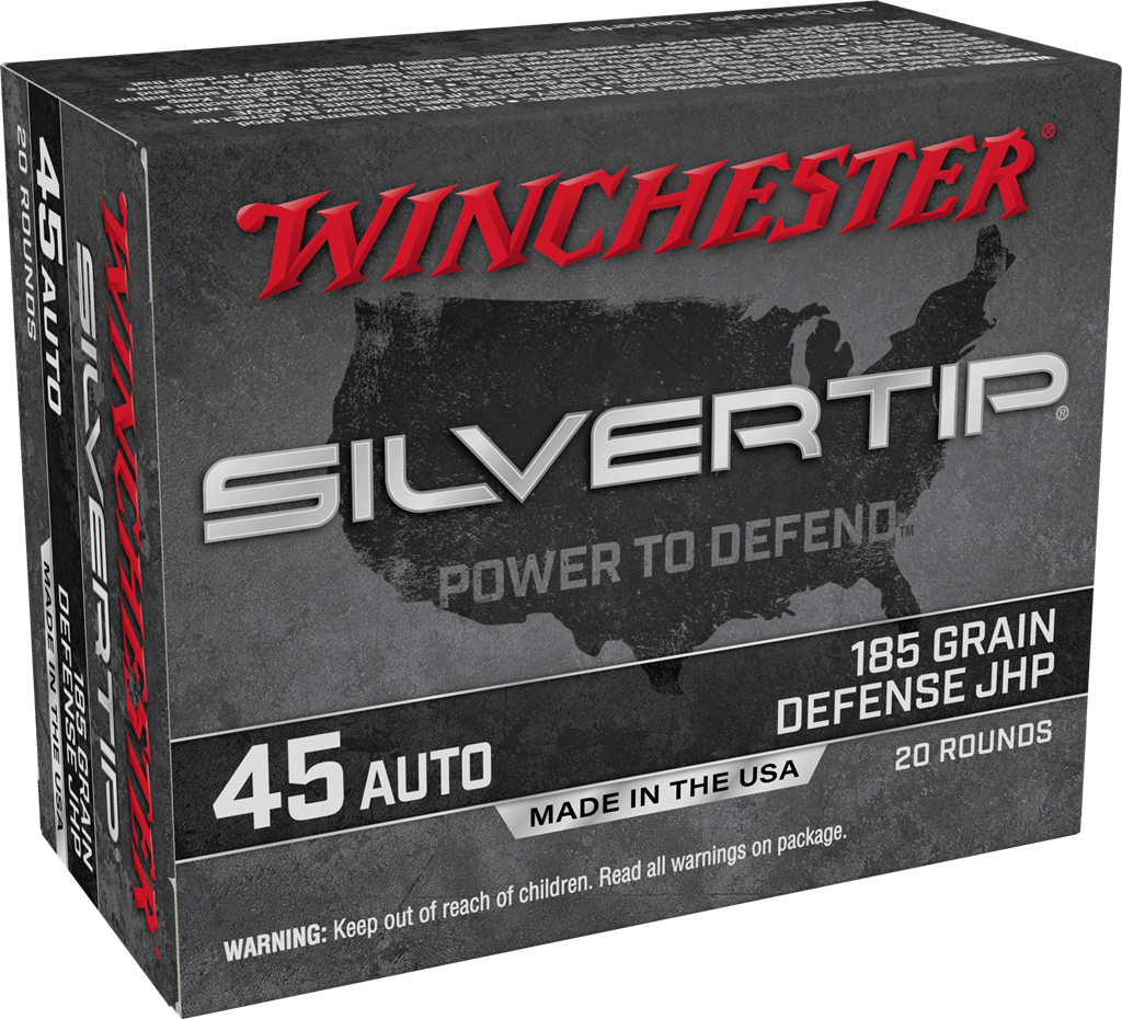 Winchester Ammo W45AST Silvertip 45ACP 185gr Silvertip Jacket Hollow Point 20 Per Box/10 Case