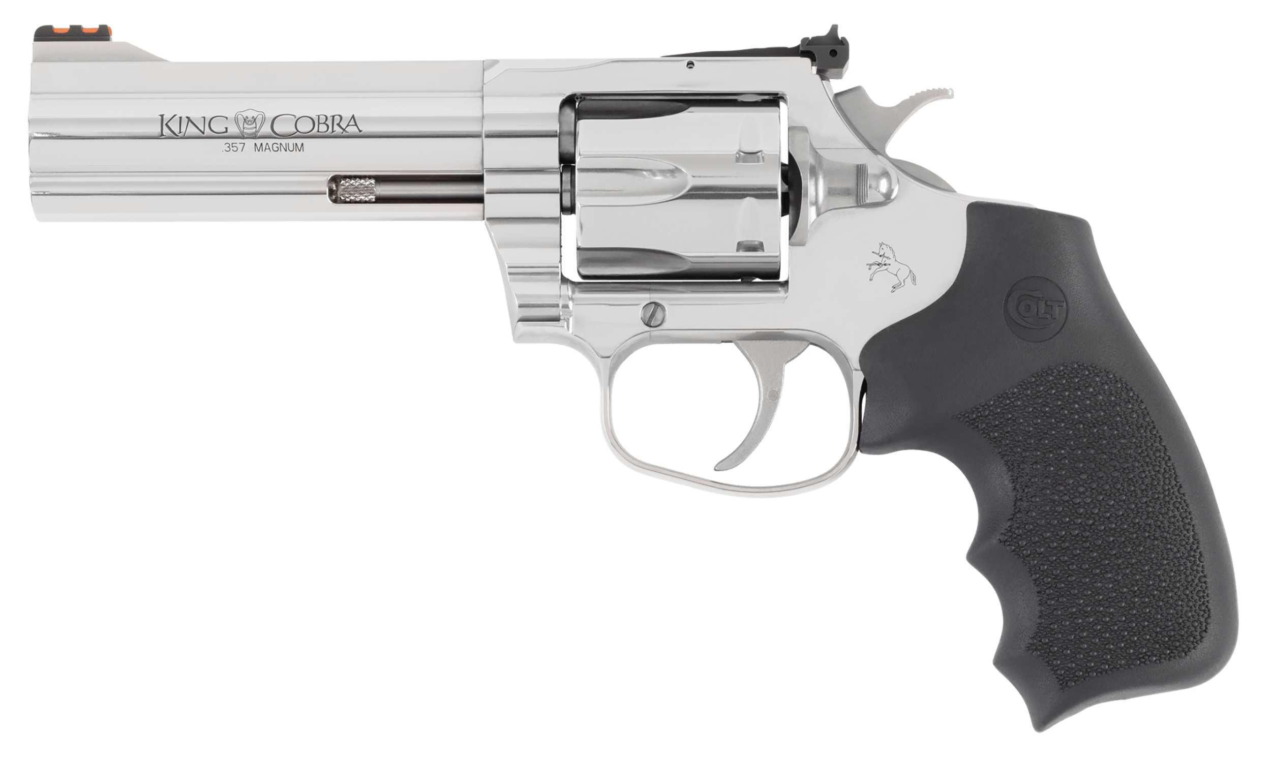 Colt Mfg KCOBRASB4RTS King Cobra Target 357 Mag 6rd Shot 4.25" Stainless Steel Barrel, Cylinder & Frame, Black Hogue Overmolded Grip, Exposed Hammer