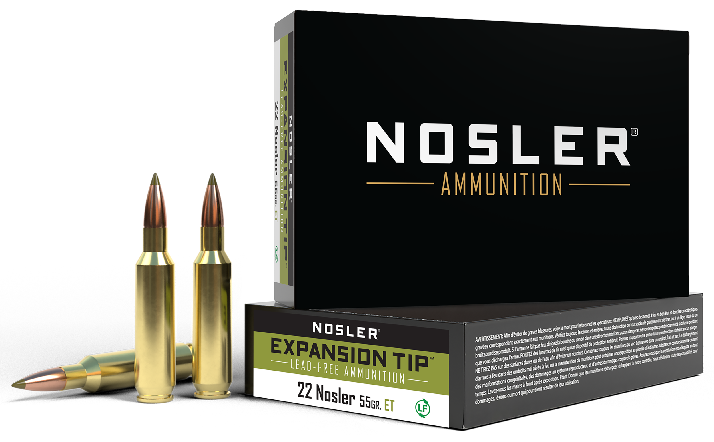 Nosler 40140 E-Tip Lead Free 22Nosler 55gr E Tip Lead Free 20 Per Box/10 Case
