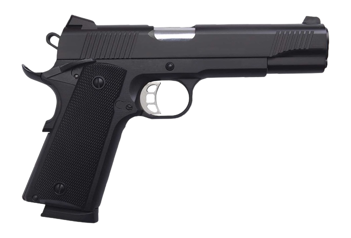 Tisas Arms 10100528 1911 Duty 45 ACP 8+1 5" Stainless Barrel, Black Cerakote Carbon Steel Serrated Slide & Frame w/Beavertail, Black Rubber Grip