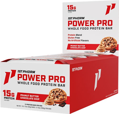 1ST PHORM WHOLE FOOD POWER PRO BAR PB CHOCOLATE CHIP 15 BARS