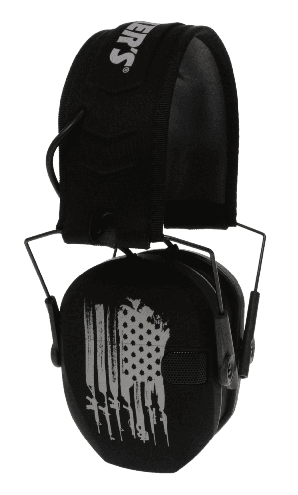 Walker's WPRSEMFSFLG Razor Slim Electronic Freedom Muff 23 dB Over the Head Black w/Distressed U.S Flag Polymer