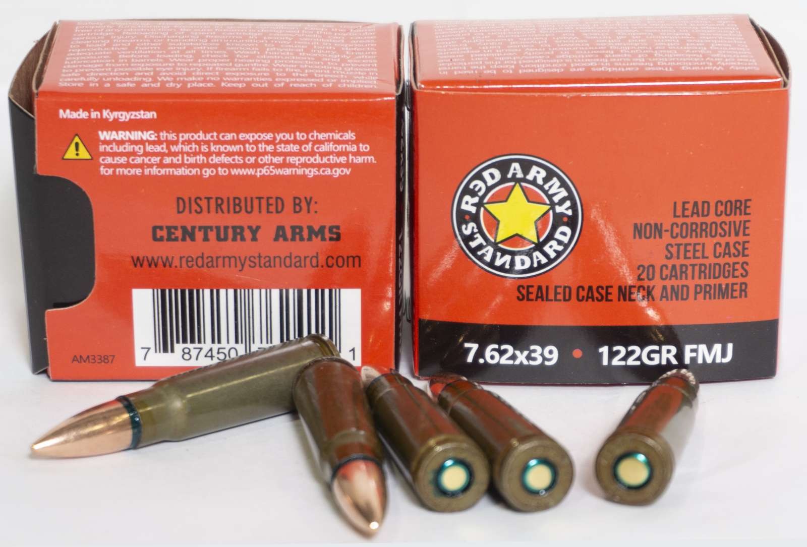 CENT Red Army Standard7.62X39 STL CS 122GR FMJ NON-CORROSIVE 20RD BX 1000RD CS