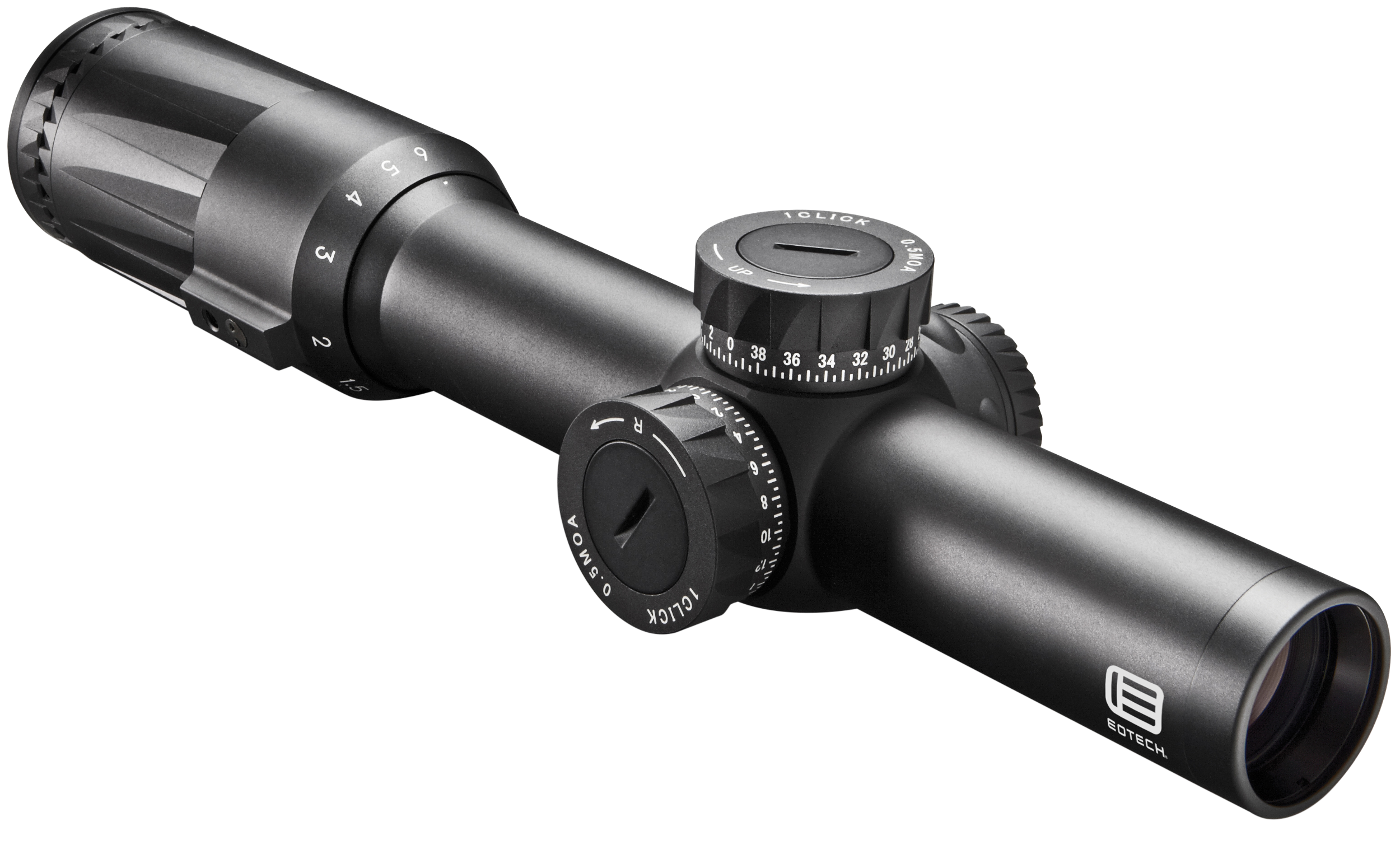Eotech VDU16FFSR1G Vudu FFP Black Hardcoat Anodized 1-6x 24mm 30mm Tube Illuminated Green SR1-MRAD Reticle Features Throw Lever