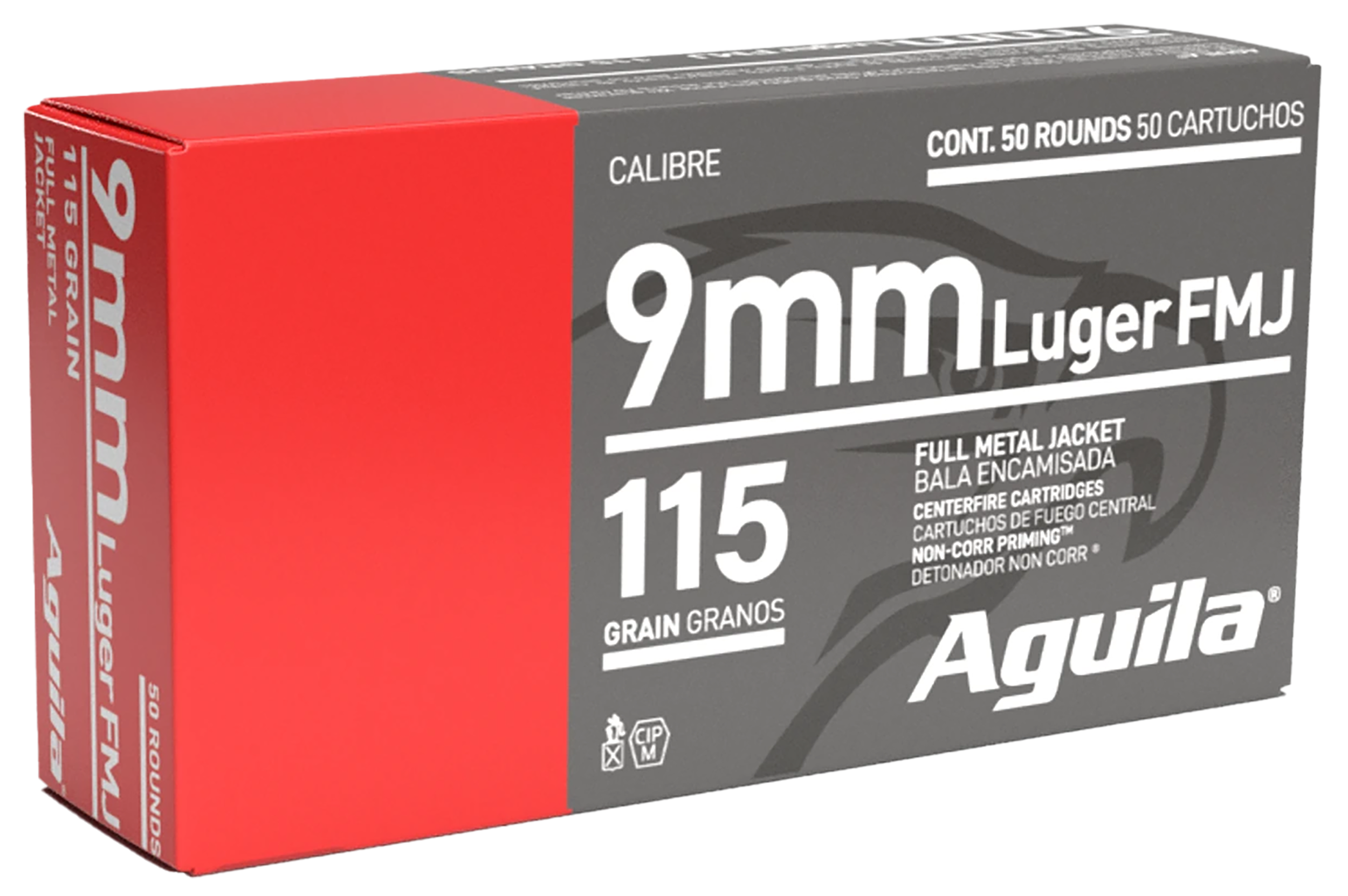 Aguila 1E097704   9mm Luger 115gr Full Metal Jacket 50 Per Box/20 Case