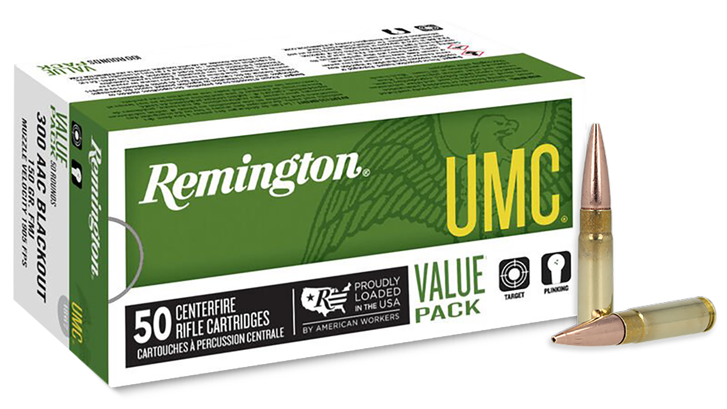 Remington Ammunition 26855 UMC  300Blackout 150gr Full Metal Jacket 50 Per Box/8 Case