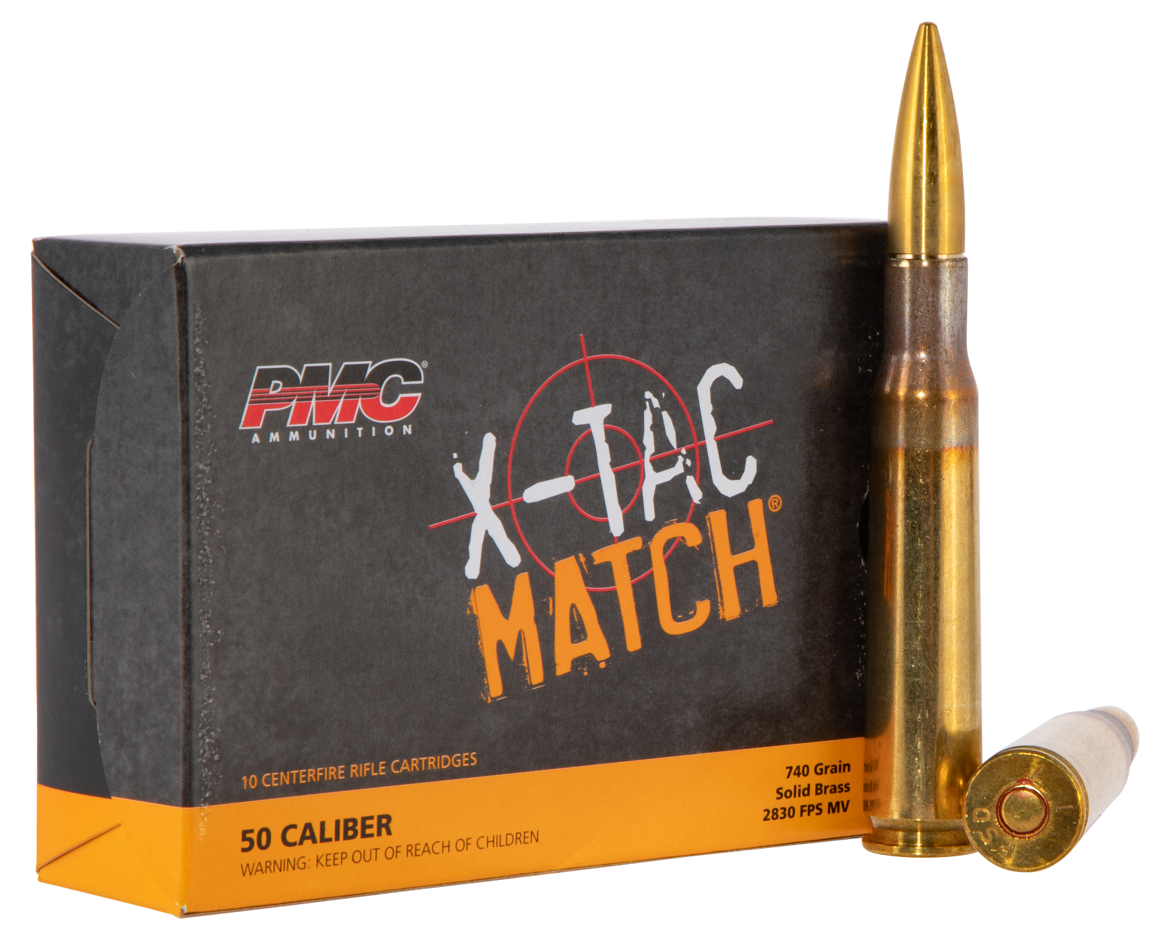PMC 50XM X-Tac Match 50BMG 740gr Solid Brass 10 Per Box/20 Case