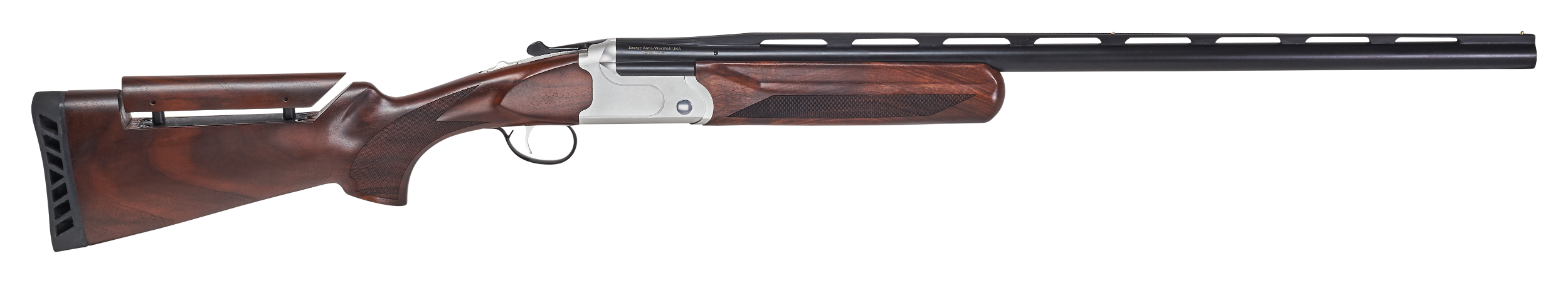 Stevens 23222 555 Trap 12 Gauge 3" 1rd 30" Vent Rib Barrel, Silver Aluminum Receiver,  Turkish Walnut Fixed Adjustable Comb Stock Ambidextrous