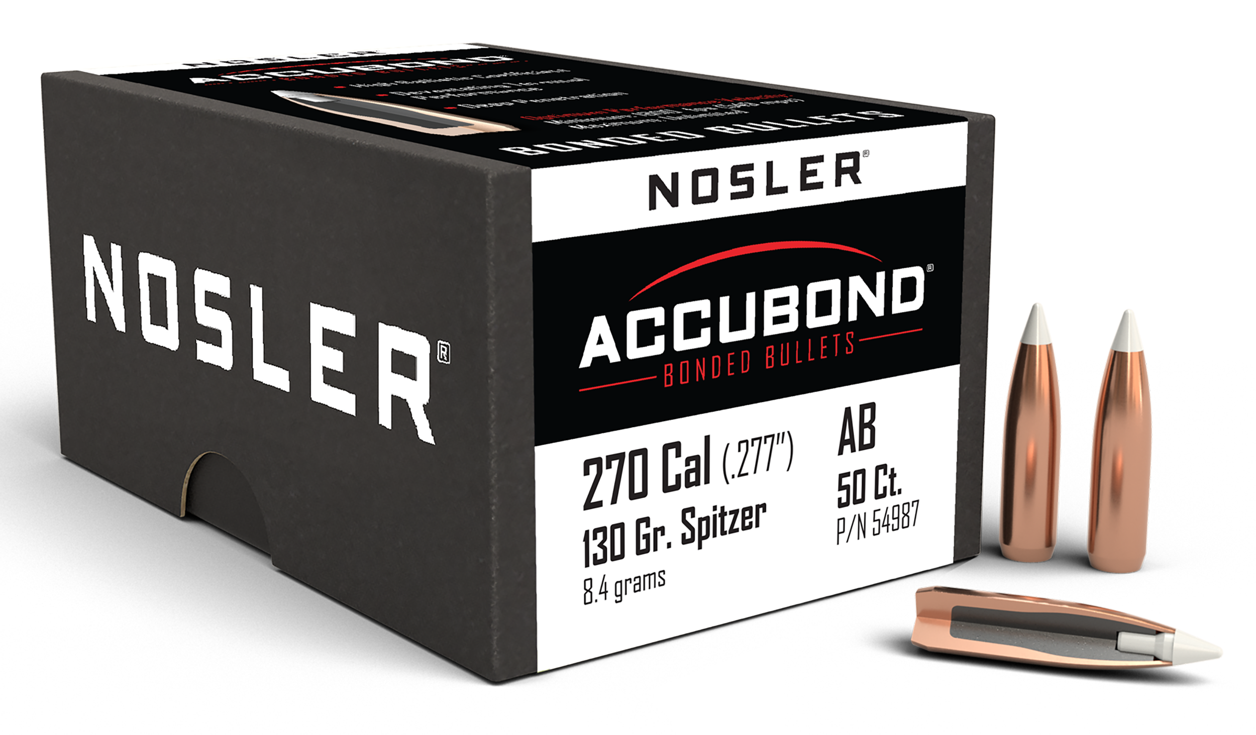 Nosler 54987 AccuBond  270Win 130gr Spitzer Point 50/Box