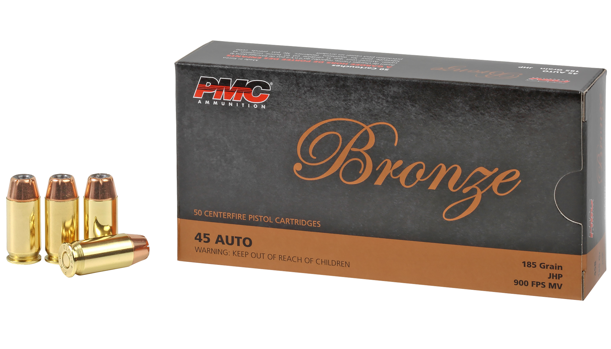 PMC 45B Bronze 45ACP 185gr Jacketed Hollow Point 50 Per Box/20 Case