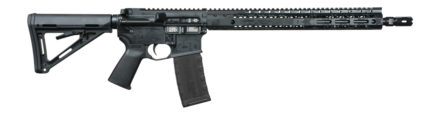 Black Rain Ordnance BRO-AMFLAG-BLKOUT-250 Spec15 250th Anniversary 5.56 NATO 30+1 16" 250th Anniversary Engraving Aluminum Receiver w/Picatinny Rail, Magpul MOE SL Black Polymer Stock. Black Magpul Gr
