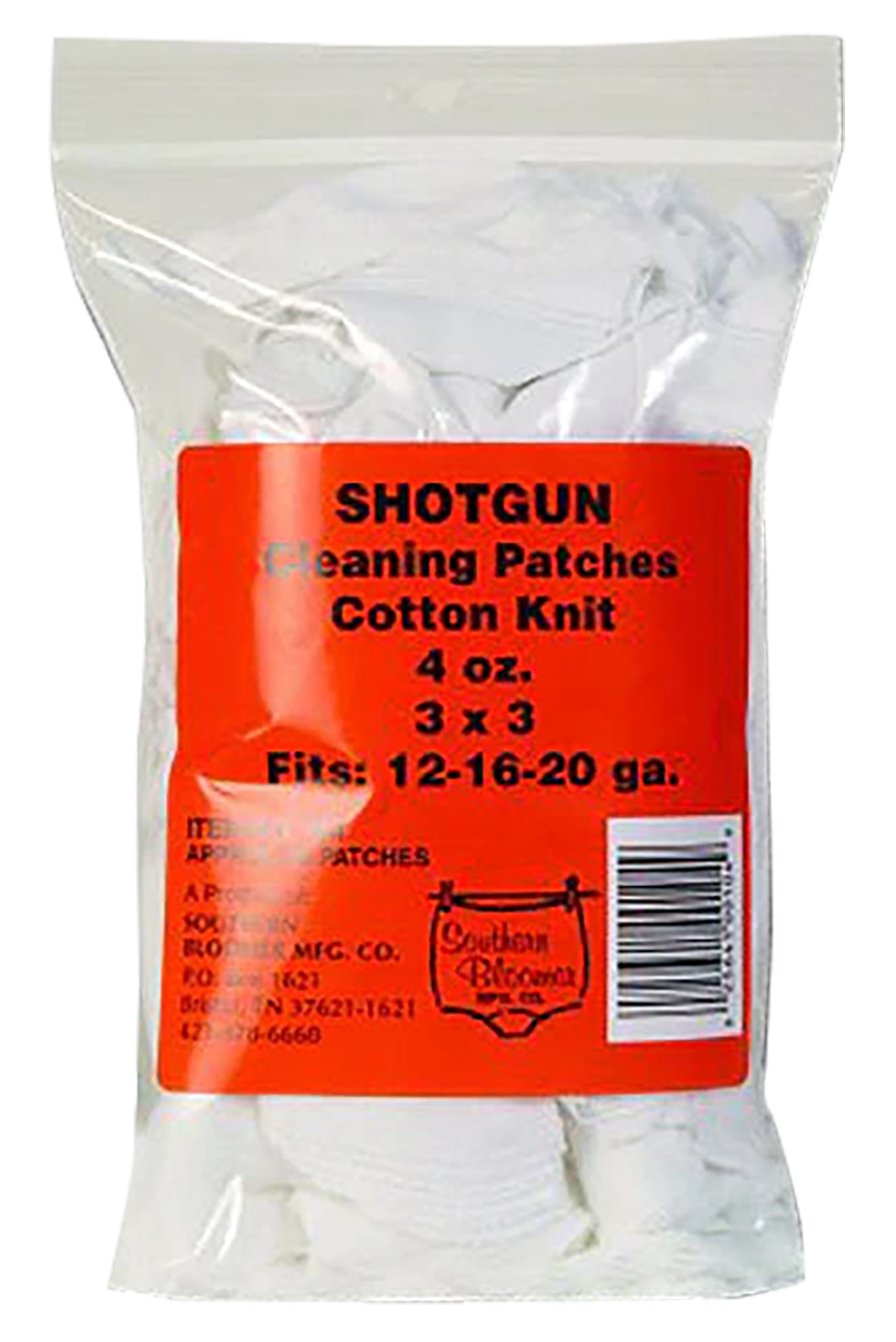 Southern Bloomer 104 Cleaning Patches  12/16/20 Gauge Shotgun Cotton 85/Bag